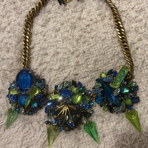 Erickson Beamon Girls on Film Vermeil Multi-stone choker with three pendents.